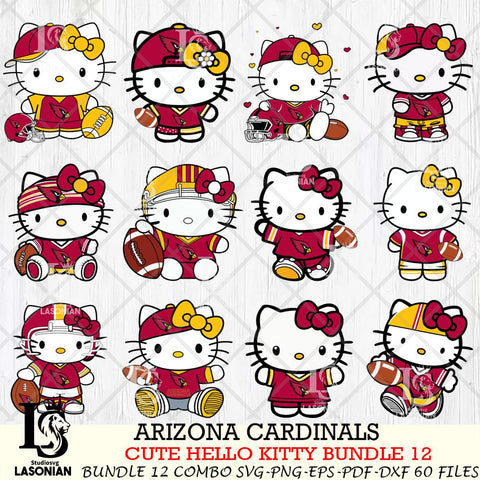 Arizona Cardinals Cute Hello Kitty NFL Bundle 12 SVG Svg Eps Dxf Png File, NFL svg, Digital Download, Instant Download