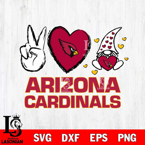 Arizona Cardinals Gnomes Peace & Love Svg Eps Dxf Png File, Digital Download, Instant Download