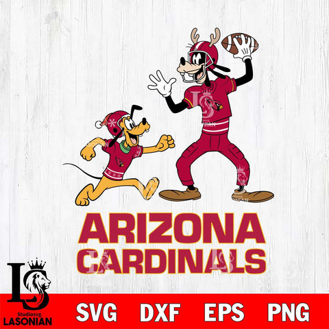 Arizona Cardinals Goofy & Pluto Football Cricut,Christmas SVG DXF EPS PNG FILE, Digital Download,Instant Download, Silhouette