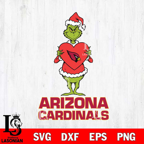 Arizona Cardinals Grinch Heart File Cut, NFL SVG DXF EPS PNG PDF File, Digital Download , Criucut , Silhouette
