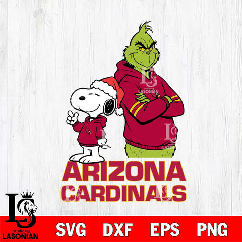 Arizona Cardinals Grinch and Snoopy Football File Cut, NFL SVG DXF EPS PNG PDF File, Digital Download , Criucut , Silhouette