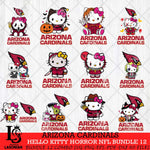 Arizona Cardinals Hello Kitty Horror NFL Bundle 12 SVG Eps Dxf Png File, NFL svg, Digital Download, Instant Download