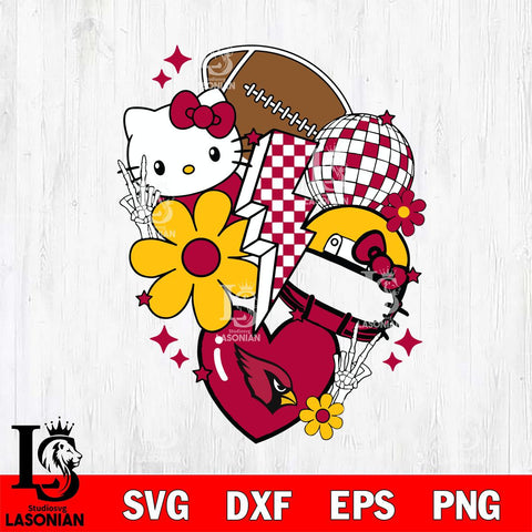 Arizona Cardinals Hello Kitty Nfl 2 Svg Eps Dxf Png File, Digital Download, Instant Download