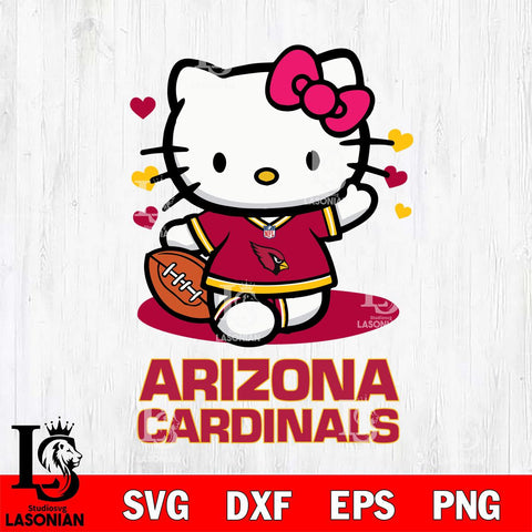 Arizona Cardinals Hello Kitty Nfl 3 Svg Eps Dxf Png File, Digital Download, Instant Download
