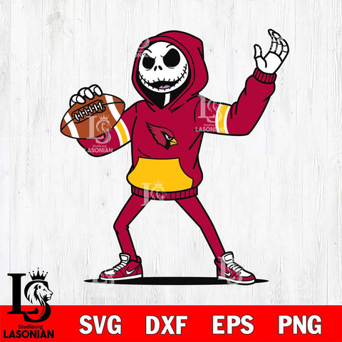 Arizona Cardinals Jack Skellington Football Christmas File Cut, NFL SVG DXF EPS PNG FILE, Digital Download , Criucut , Silhouette
