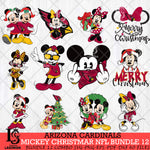 Arizona Cardinals MICKEY CHRISTMAS NFL Bundle 12 Svg Eps Dxf Png File, Digital Download, Instant Download