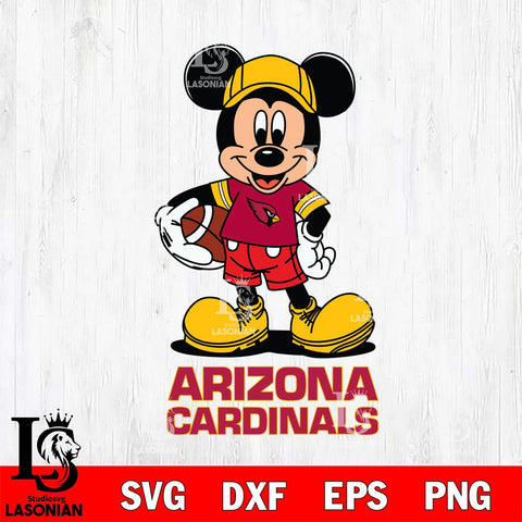 Arizona Cardinals Mickey Football Cricut, NFL SVG DXF EPS PNG FILE, Digital Download,Instant Download, Silhouette