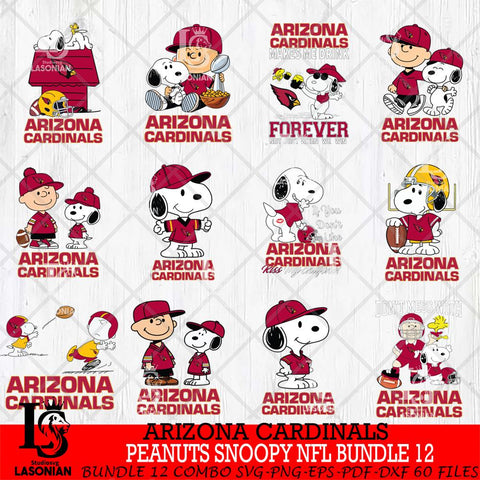 Arizona Cardinals Peanuts Snoopy Player NFL Bundle 12 SVG DXF EPS PNG FILE,Snoopy File Cut, bundle nfl Digital Download,Instant Download, Silhouette