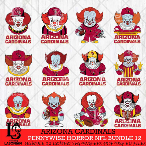 Arizona Cardinals Pennywise Horror NFL Bundle 12 SVG Eps Dxf Png File, NFL svg, Digital Download, Instant Download