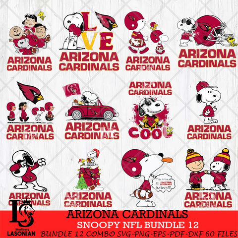 Arizona Cardinals Snoopy NFL Bundle 12 SVG Eps Dxf Png File, NFL svg, Digital Download, Instant Download