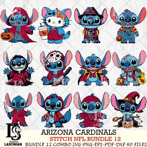 Arizona Cardinals Stitch Horror Bundle 12 SVG Eps Dxf Png File, Bundle NFL svg, Digital Download, Instant Download