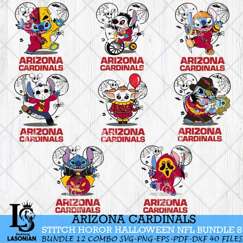 Arizona Cardinals Stitch Horror Halloween Bundle 8 Svg Eps Dxf Png File, Digital Download, Instant Download