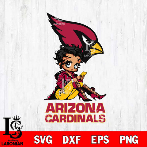 Arizona Cardinals Style Black Fan Girl Betty Boop Svg Eps Dxf Png File, Digital Download, Instant Download