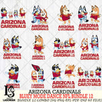 Arizona Cardinals  Bluey Dance NFL Bundle 12 SVG Eps Dxf Png File, Digital Download, Instant Download
