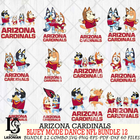 Arizona Cardinals  Bluey Dance NFL Bundle 12 SVG Eps Dxf Png File, Digital Download, Instant Download