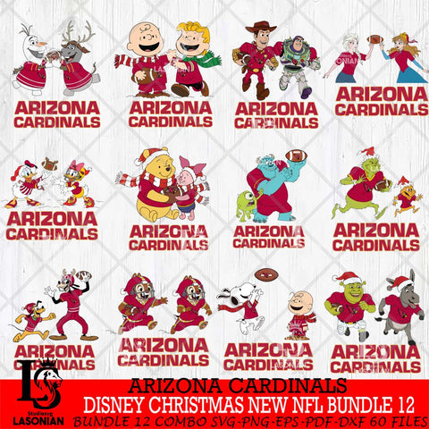 Arizona Cardinals  Disney Christmas New NFL Bundle 12 Cricut,Christmas SVG DXF EPS PNG FILE, NFL Digital Download,Instant Download, Silhouette
