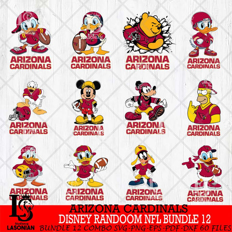 Arizona Cardinals  Disney Ramdoom NFL Bundle 12 Cricut,Bundle NFL SVG DXF EPS PNG FILE, Digital Download,Instant Download, Silhouette