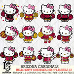 Arizona Cardinals  Hello Kitty Cheerleader NFL Bundle 12 SVG Eps Dxf Png File, Digital Download, Instant Download