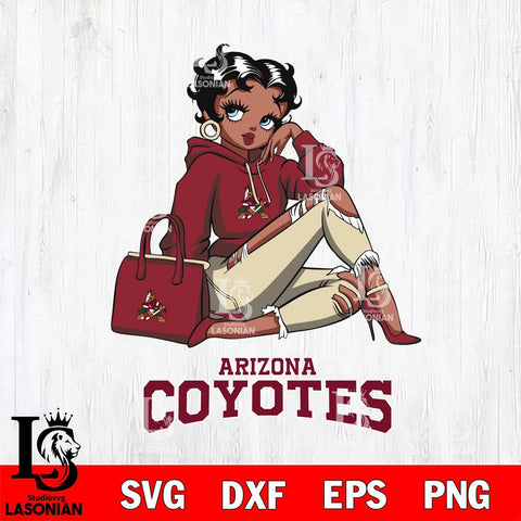 Arizona Coyotes Awesome Black Fan Girl Betty Boop, Svg Eps Dxf Png File, Digital Download