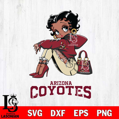 Arizona Coyotes Betty Boop Black Fan Girl Svg Eps Dxf Png File, Digital Download, Instant Download