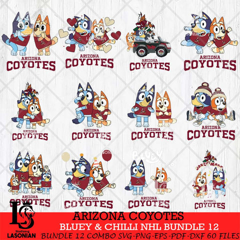 Arizona Coyotes Bluey & Bingo NHL Bundle 12 SVG Svg Eps Dxf Png File, Bundle NHL svg, Digital Download, Instant Download