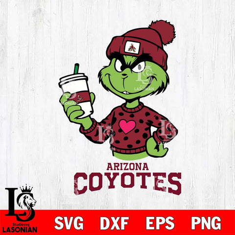 Arizona Coyotes Boujee Grinch Heart Christmas Cut Files, Cricut,Christmas Svg Dxf Eps Png file , Digital Download