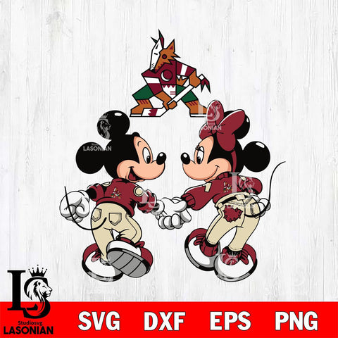 Arizona Coyotes Fan Minnie And Mickey Love Svg Eps Dxf Png File, Digital Download, Instant Download