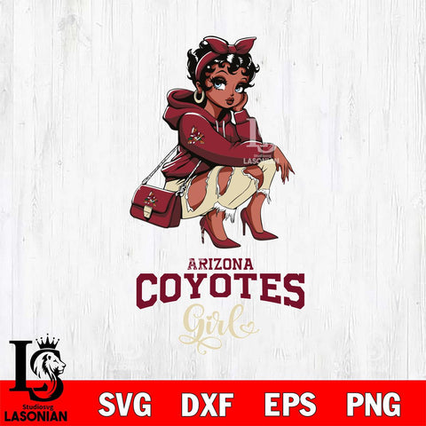 Arizona Coyotes Fashion Black Fan Girl Betty Boop, Svg Eps Dxf Png File, Digital Download