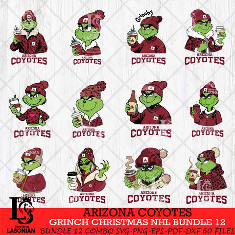 Arizona Coyotes Grinch Christmas NHL Bundle 12 Cut Files, Cricut,Christmas Svg Dxf Eps Png file , Digital Download