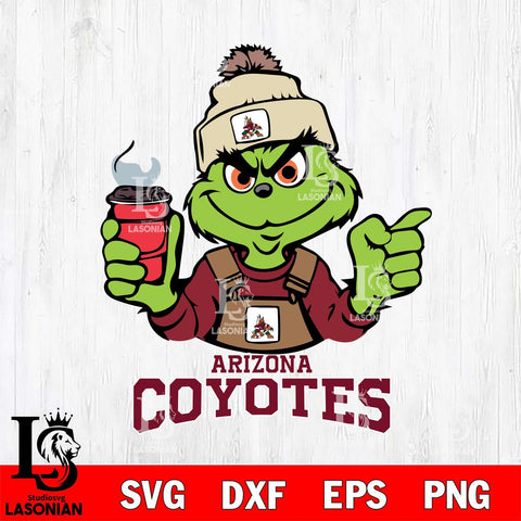 Arizona Coyotes Grinch with coffee Svg Eps Dxf Png File, Digital Download, Instant Download