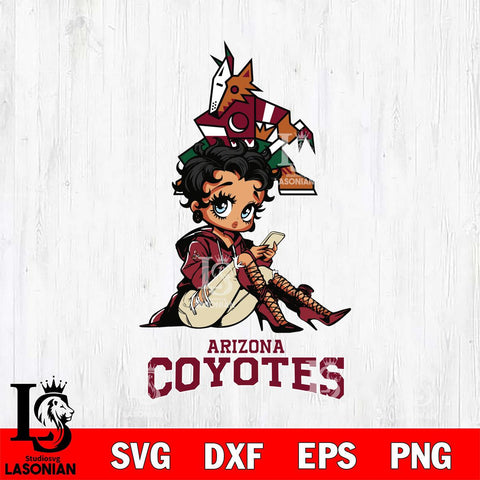 Arizona Coyotes Style Black Fan Girl Betty Boop, Svg Eps Dxf Png File, Digital Download