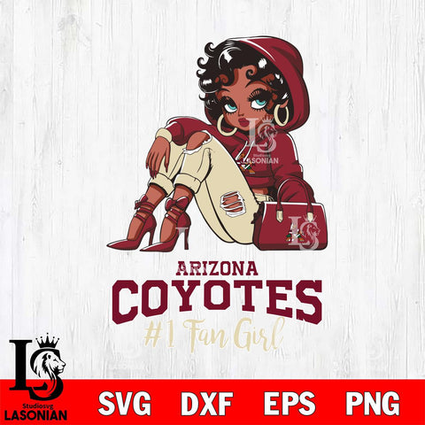 Arizona Coyotes #1 beauty Black Fan Girl, Svg Eps Dxf Png File, Digital Download