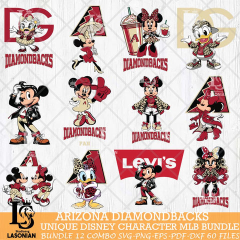 Arizona Diamondbacks Disney character MLB Bundle 12 Svg Eps Dxf Png File, Digital Download, Instant Download