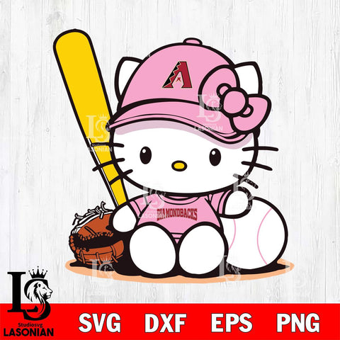 Arizona Diamondbacks Hello Kitty Pink Baseball8 Svg Eps Dxf Png File, MLB svg, Digital Download, Instant Download