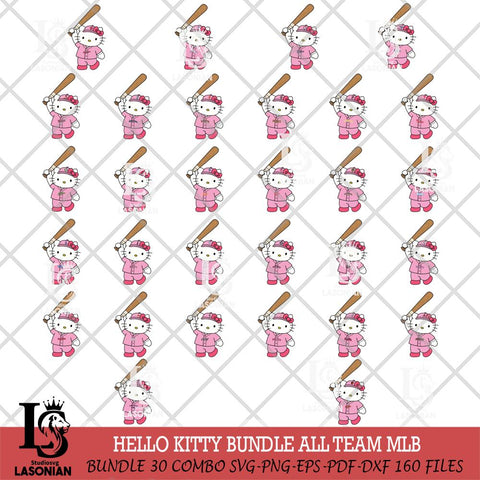 Hello Kitty Pink Baseball Player MLB SVG DXF EPS PNG FILE, MLB File Cut,Hello Kitty Digital Download,Instant Download, Silhouette