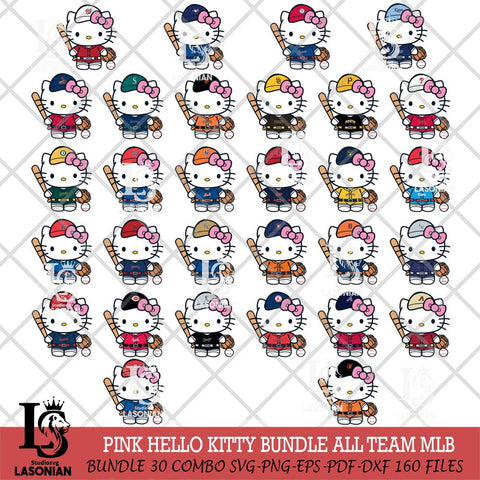 Hello Kitty Pink Bow Baseball MLB Svg Eps Dxf Png File,MLB File Cut,Digital Download,Instant Download,Svg Files