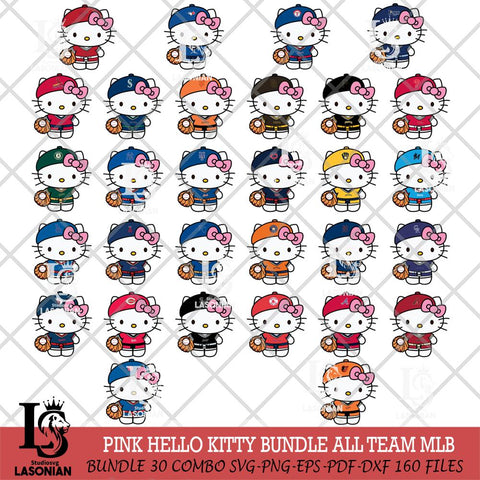 Hello Kitty Pink Cute MLB Svg Eps Dxf Png File,MLB File Cut,Digital Download,Instant Download,Svg Files