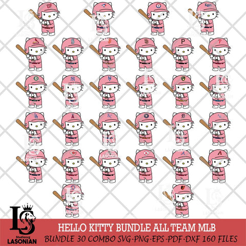 Hello Kitty Player MLB SVG DXF EPS PNG FILE, MLB File Cut,Hello Kitty Digital Download,Instant Download, Silhouette