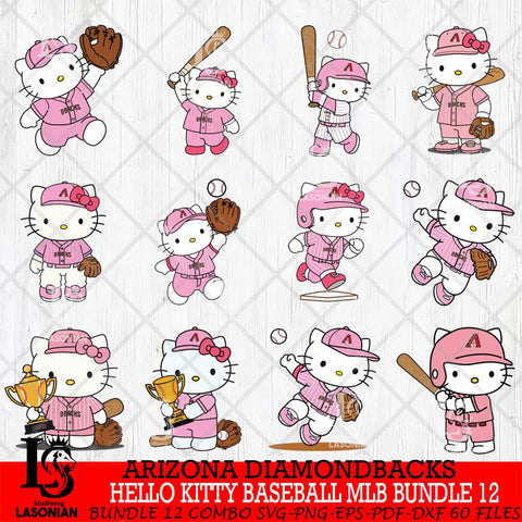 Arizona Diamondbacks Hello Kitty Player Baseball MLB Bundle 12 SVG DXF EPS PNG FILE, MLB Bundle File Cut,Hello Kitty Digital Download,Instant Download, Silhouette