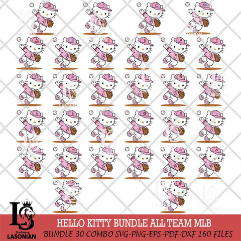 Hello Kitty pink Throws the baseball MLB SVG DXF EPS PNG FILE, MLB File Cut,Hello Kitty Digital Download,Instant Download, Silhouette