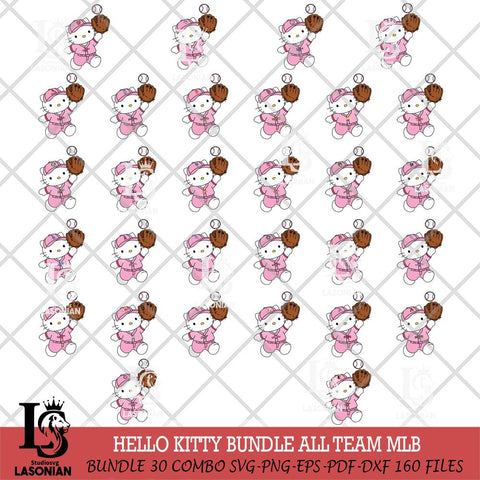 Hello kitty pink catch the baseball MLB SVG DXF EPS PNG FILE, MLB File Cut,Hello Kitty Digital Download,Instant Download, Silhouette