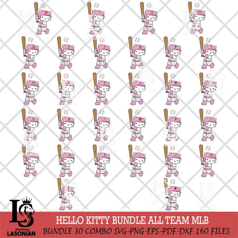Kawaii Kitty baseball MLB SVG DXF EPS PNG FILE, MLB File Cut,Hello Kitty Digital Download,Instant Download, Silhouette