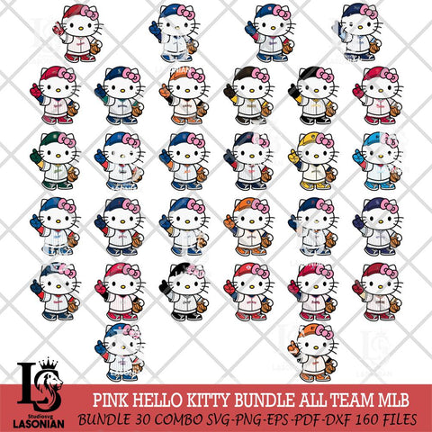 Pink Hello Kitty Baseball MLB Svg Eps Dxf Png File,MLB File Cut,Digital Download,Instant Download,Svg Files