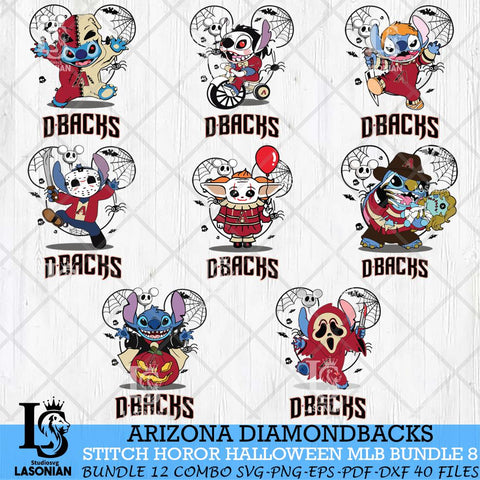 Arizona Diamondbacks Stitch Halloween Bundle MLB Svg Eps Dxf Png File, Digital Download, Instant Download