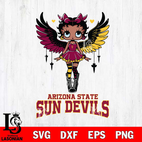 Arizona State Sun Devils Anglel Black Fan Girl Betty Boop, Svg Eps Dxf Png File, Digital Download
