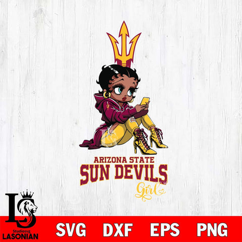 Arizona State Sun Devils Beauty Black Fan Girl Football, Svg Eps Dxf Png File, Digital Download