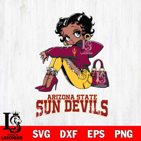 Arizona State Sun Devils Betty Boop Black Fan Girl Svg Eps Dxf Png File, Digital Download, Instant Download