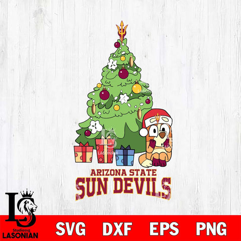 Arizona State Sun Devils Bluey Chilli Christmas Tree Svg Eps Dxf Png File, Digital Download