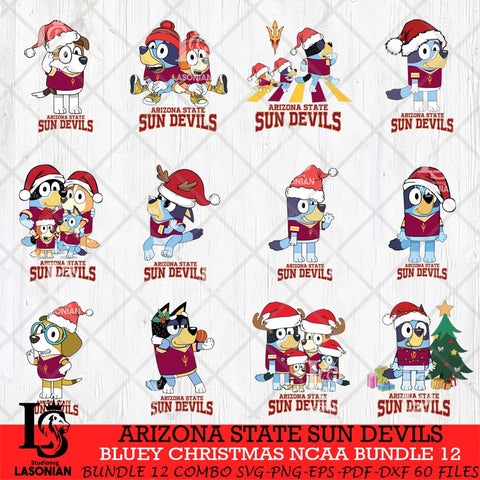 Arizona State Sun Devils Bluey Christmas NCAA Bundle 12 Cricut File Cut Files , Bluey Cricut , Christmas Svg , Bluey svg , Digital Download, dxf eps png pdf file
