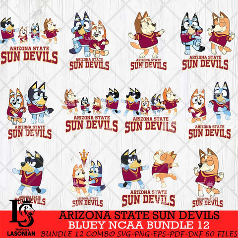 Arizona State Sun Devils Bluey Dace Mode NCAA Bundle 12 SVG Eps Dxf Png File, Digital Download, Instant Download
